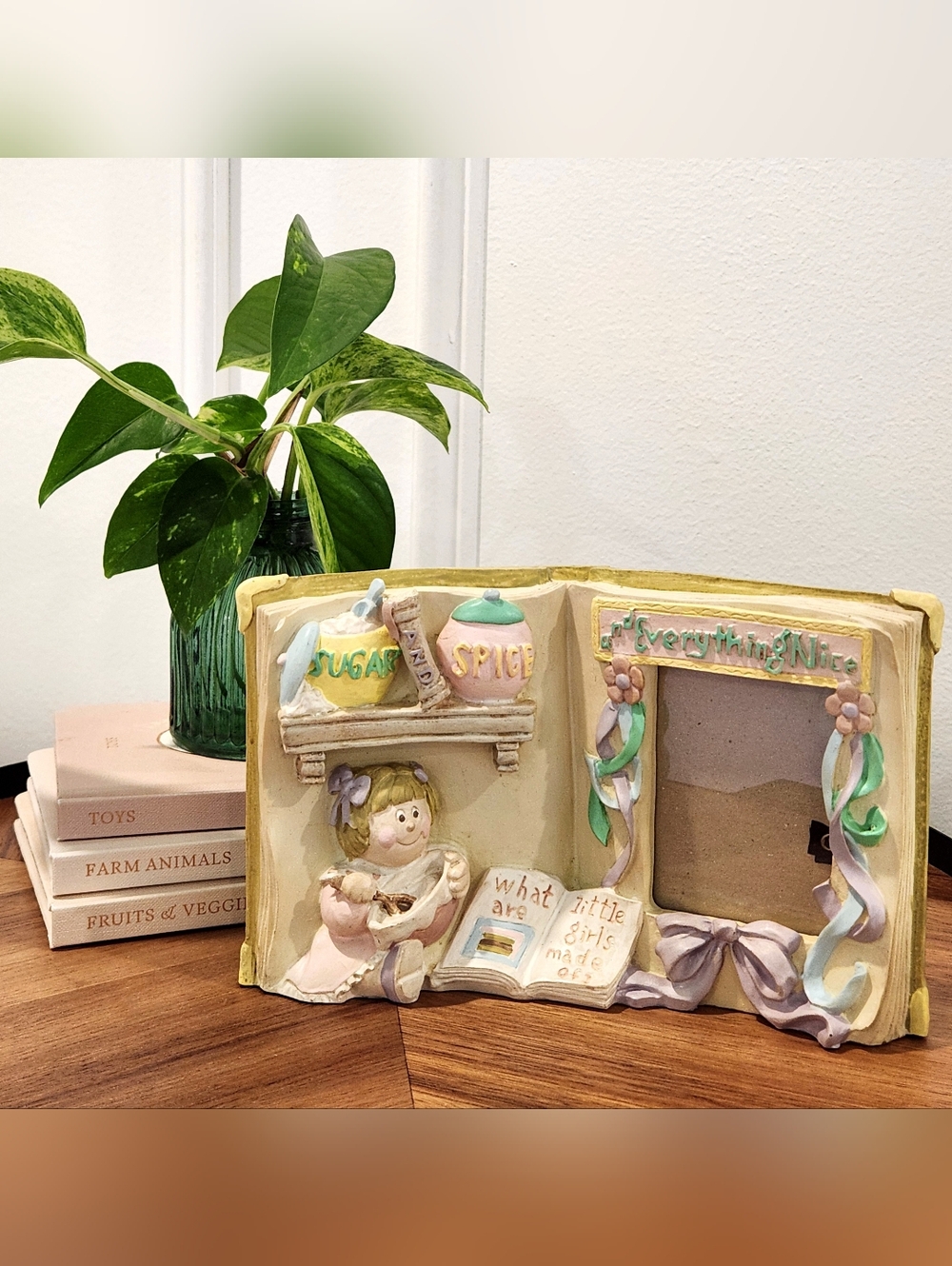 VTG 1993 Holson Hand Painted 3D Picture Book Little Girls Sugar & Spice Frame